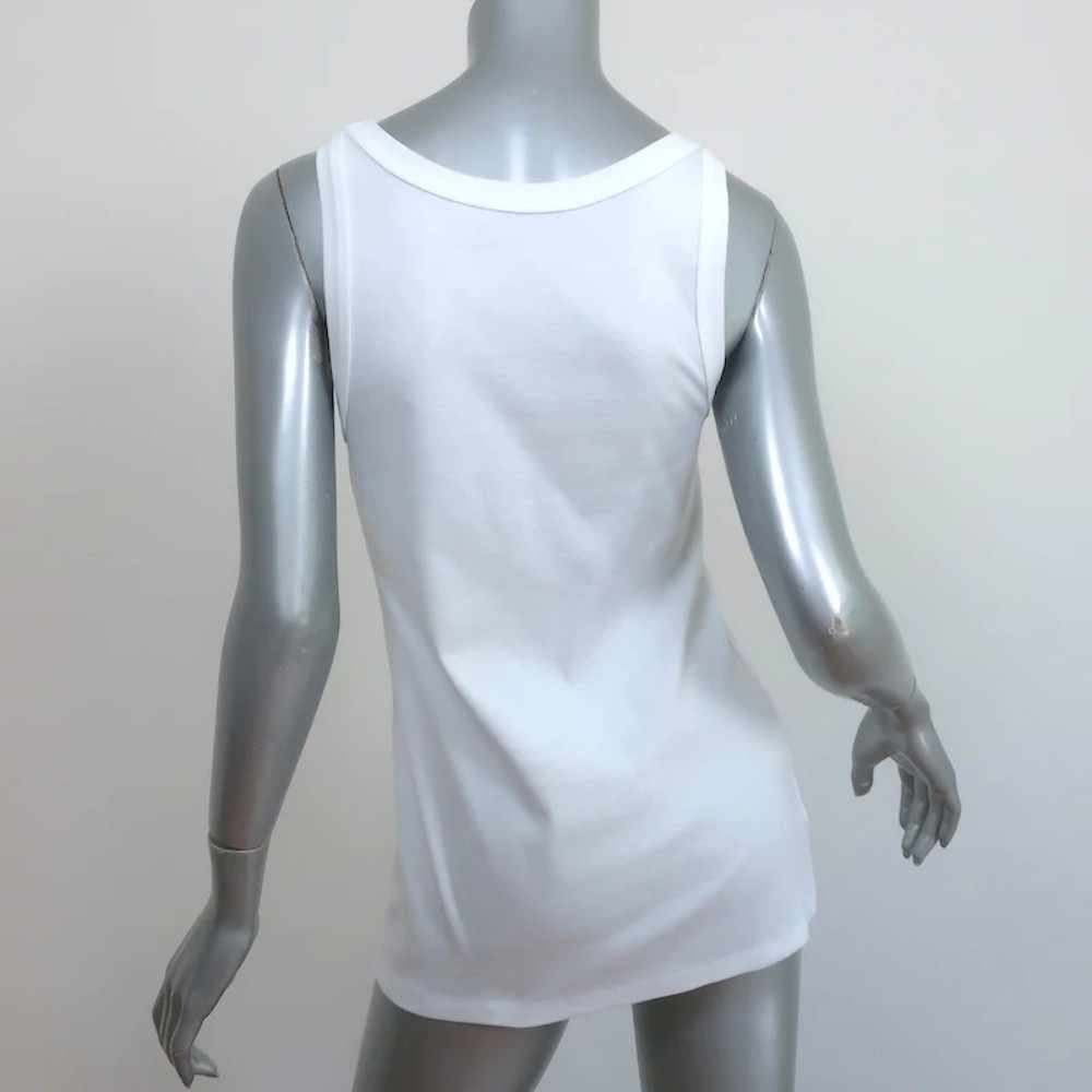 Prada Triangle Logo Tank Top White Cotton Jersey Size 40 New - Picture 5 of 8